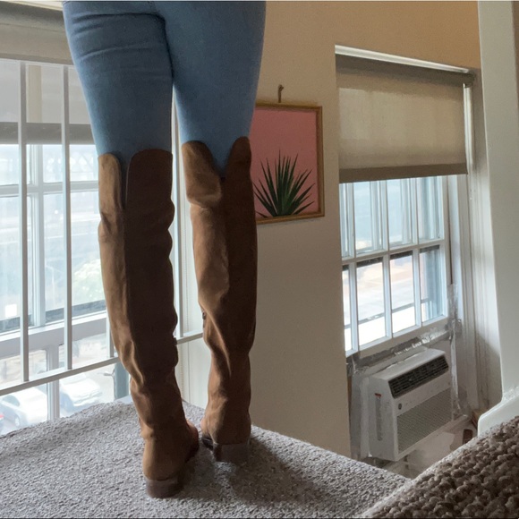 J. Crew Over the Knee Microsuede Chestnut Boots Flat - Picture 6 of 8